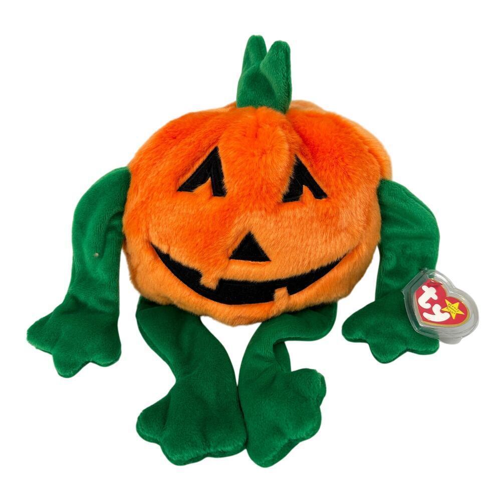 TY Beanie Buddies Pumpkin Plush Orange Jack O Lantern 13 Inch 1999 Vintage